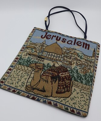 #ad Jerusalem Tote Bag Zipper Tapestry Pictorial Souvenir Israel 13 in x13 inches