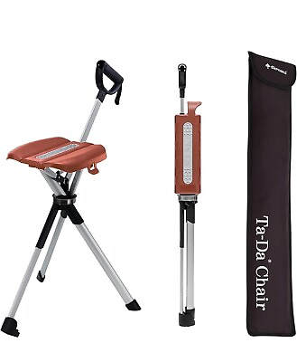 #ad Step2Gold Ta Da Chair Series 2 Medium Walking Cane Foldable Chair Brown