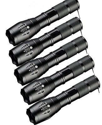 #ad 5 x Tactical 18650 Flashlight High Powered 5Modes Zoomable Aluminum