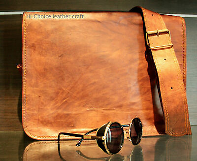 Women Genuine Vintage Brown Leather Messenger Bag Briefcase Shoulder Laptop Bag