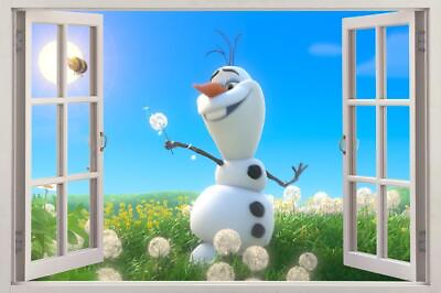 #ad OLAF IN THE SUN Disney Frozen 3D Window View Decal WALL STICKER Decor Art DIY