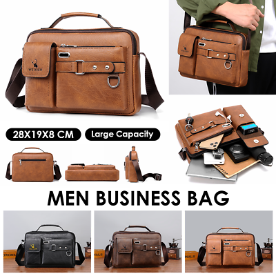 Men Business Crossbody Bag Handbag Leather Shoulder Bag Briefcase Messenger Bag $20.45