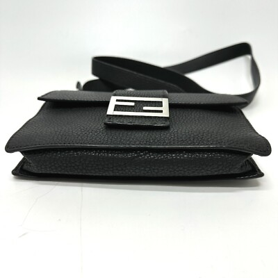 #ad Fendi 7Va524 Selleria Flat Bucket Pochette Shoulder Bag Leather Women#x27;S Black