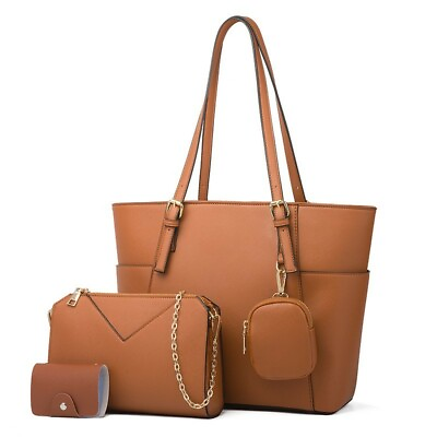 #ad Brown Handbags for Women Fashion Tote Bags Shoulder Bag Satchel Purse Set 3