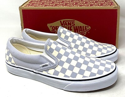 #ad VANS Classic Slip On Sneakers Check Gray Canvas Men#x27;s Shoes Skate VN0A38F7ULJ