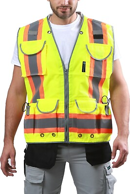 #ad High Visibility Safety Vest Tactical Surveyors Reflective Chaleco Reflactante