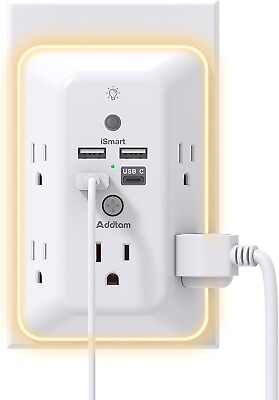 #ad USB Wall Charger Surge Protector LED 5 Outlet Extender 4 USB Charging Ports
