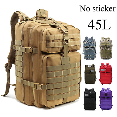 #ad 45L Military Tactical Backpack Daypack Molle Bag for Hiking Camping Traveling US