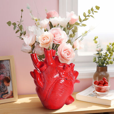 #ad Resin Heart Vase Flower Pot Heart Shape Decoration for Bedroom Living Room Lobby