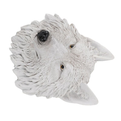 #ad White Wolf 3D Simulation Animal Head Statues Wall Decor Resin Unique