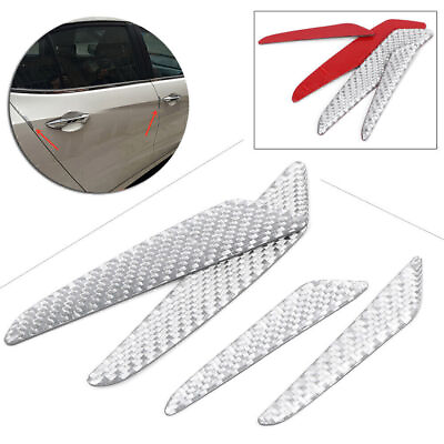 #ad 4x Door Protective Strips Anti Collision For Mercedes Benz Carbon Fiber Style