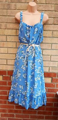 #ad NEW LOOK PLUS BLUE WHITE DAISY FLORAL STRAPPY A LINE BELT VTG MIDI DRESS 16 18