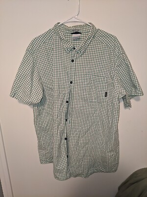 #ad Columbia Shirt Men#x27;s 2xl Checkerboard Plaid Button Front