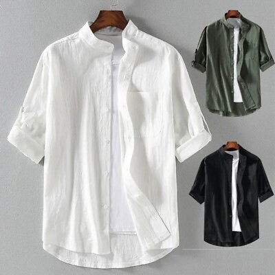 #ad Spring and Summer Stand Fashionable Men#x27;s Short sleve mens shirts jacket