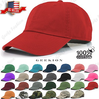 #ad Plain Adjustable Military Solid Washed Cotton Polo Style Baseball Cap Caps Hat
