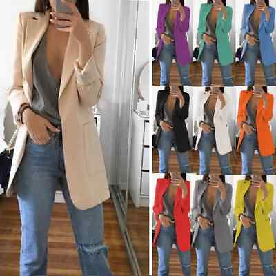 #ad Blazer Women#x27;s Jacket Suit Coat Relaxed Oversized Women Long Cardigan *20% OFF*