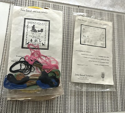 #ad Two Jane Snead Samplers Embroidery Work #303 343 House A Mess amp; New Baby Kits