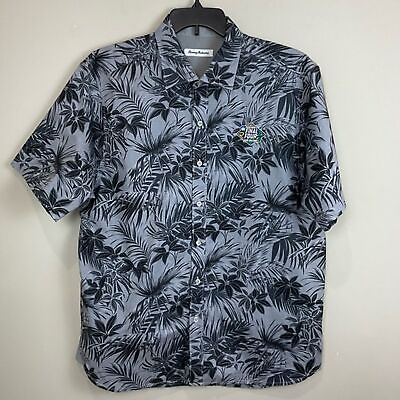 #ad Tommy Bahama Camp Shirt Reign Forest Fronds Gray Black Final Four Sz XL New