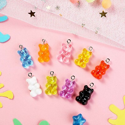 #ad 10 Candy Bear Charms Gummy Pendants Assorted Lot Findings Cute Jewelry Supplies
