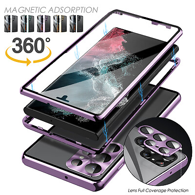 For Samsung S23 Ultra S23 Plus S23 Glass Screen 360° Full Protect Magnetic Case