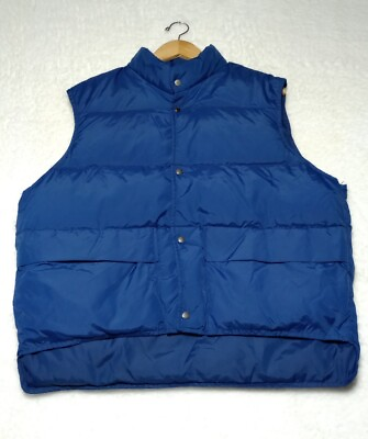 #ad Vintage 80#x27;s Rocky Mountain Goose Down Navy Blue Puffer Nuptse Vest Jacket Sz XL