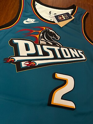 #ad AUTHENTIC NEW Nike Detroit Pistons Cade Cunningham Teal Throwback Jersey MENS