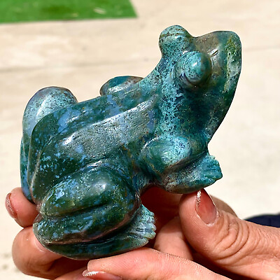 #ad 286G Amazing natural marine jasper crystal carving frog jasper aura stone