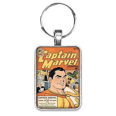#ad Captain Marvel Adventures #68 Cover Key Ring or Necklace SHAZAM Comic Jewelry