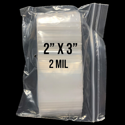 #ad 1000 2quot; x 3quot; Clear Reclosable Zip Seal Bag Plastic 2 Mil Lock Bags Jewelry