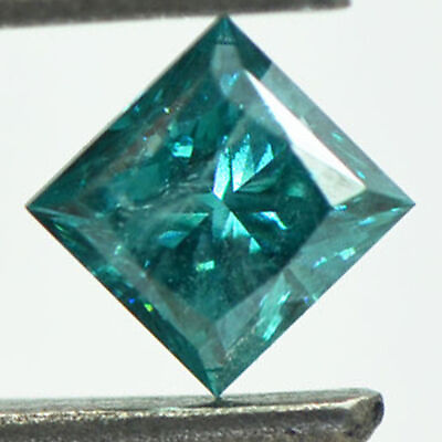 #ad Loose Princess Shaped Diamond Fancy Blue Color 0.47 Carat SI2 Natural Enhanced