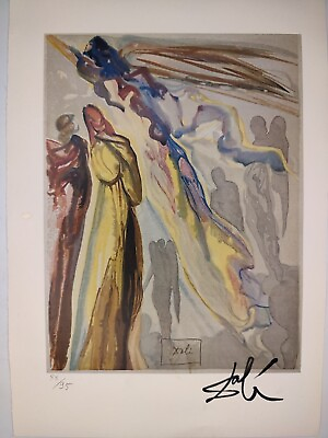 #ad Salvador Dali COA Vintage Signed Art Print on Paper Limited Edition Signed