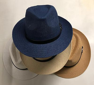 #ad Women Men Brown Fedora Trilby Gangster Cap Summer Beach Sun Straw Panama Hat Bow