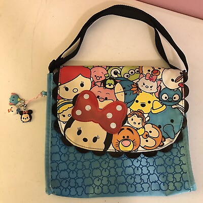 Disney Tsum Tsum Small Tote Bag Satin Handbag Crossbody Girls Blue Flap Pocket $13.99