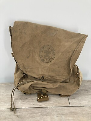 #ad Vintage Boy Scouts Of America Canvas Backpack 573 Haversack Knapsack Bag Retro