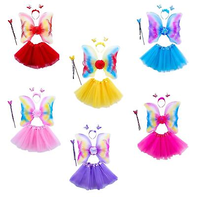 #ad 4Pcs Girls Fairy Costume Kids Princess Cosplay Dress up Accessories Dreamlike