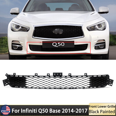 #ad For Infiniti Q50 Base 2014 2017 Front Bumper Lower Grille Mesh Grill Gloss Black