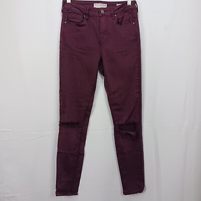 #ad BULLHEAD BURGANDY RED DENIM SKINNY FIT HIGH RISE JEANS 25 ACTUAL SIZE 26X28