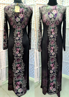 #ad Michal Negrin Colorful And Floral With Crystals Dress Size S NWT