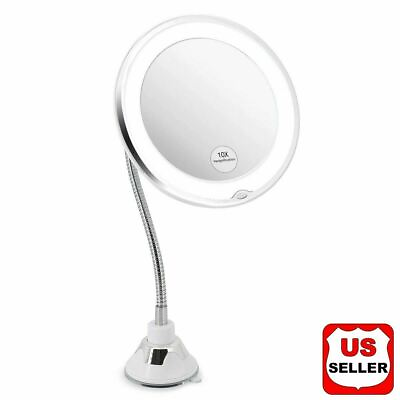 #ad 10X Gooseneck Magnifying Makeup Mirror Magnification Bathroom Mirror LED Light