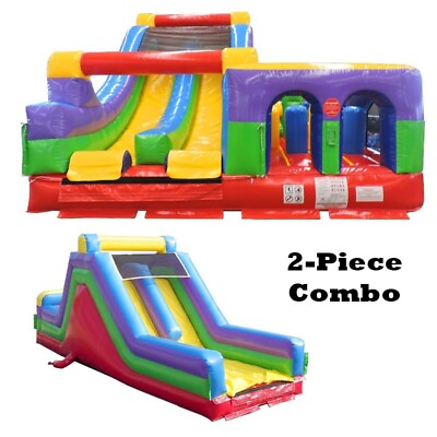 #ad Commercial Inflatable Obstacle Course Combo 2 Piece with Blower Rainbow