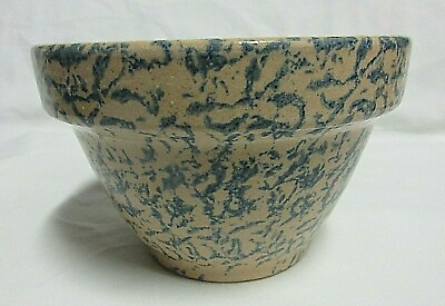 #ad Robinson Ransbottom BLUE SPONGE WARE MIXING BOWL Roseville OH 6quot;