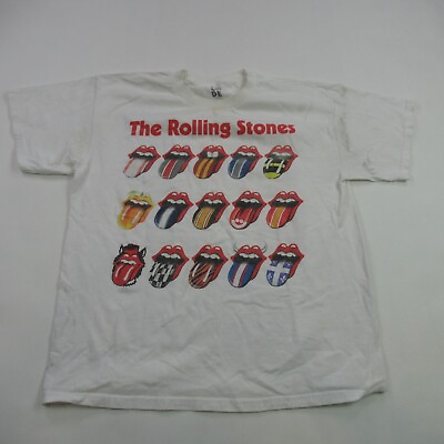 #ad Rolling Stones Shirt Mens Large White Short Sleeve Casual Concert Tour 2015