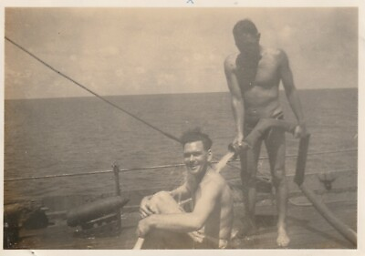 #ad Vintage photograph good looking young sailors bathing outdoor gay interest 8x6
