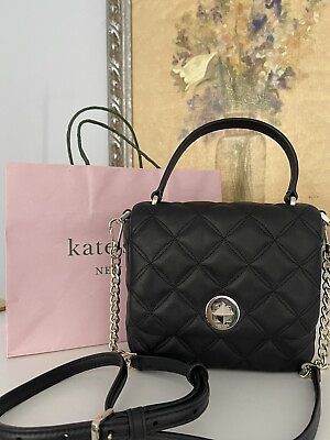 NWT KATE SPADE Natalia Square Crossbody Handbag Leather Black Bag $139.99