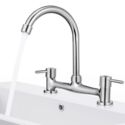 #ad Kitchen Sink Mixer Tap Basin Sink Faucet Double Holes Double Faucet