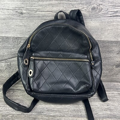 #ad Zara Mini Backpack Black Basic iPad Holder Synthetic Leather Quiet Luxury *FLAWS