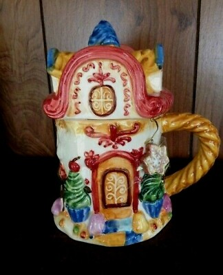 #ad Holiday Seasons Hand Painted Ceramic Covered House Mug Christmas New