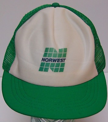 #ad Vtg 1980s NORWEST Bank Finance Advertising Snapback Hat Trucker Cap MADE IN USA