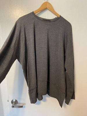 #ad Shirin Guild 100 Percent Merino Wool Grey Oversized Casual Sweater Size One Size