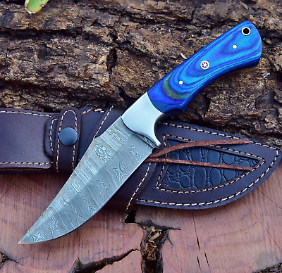 #ad 9.25quot; Custom Handmade Damascus Steel Hunting Skinner Camp Knife